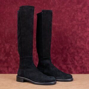 Stuart Weitzman Women Gisele 5050 Collection Black Suede Slip-on Knee Boots sz 6